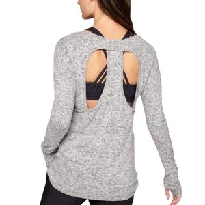 Athleta Gray Luxe Cut Out Pose Long Sleeve